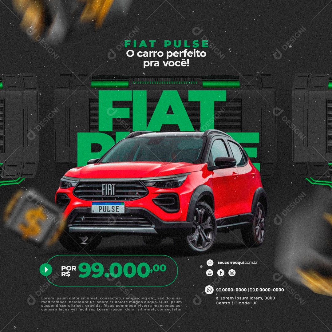Concessionária Fiat Pulse o Carro Perfeito pra Você Social Media PSD Editável