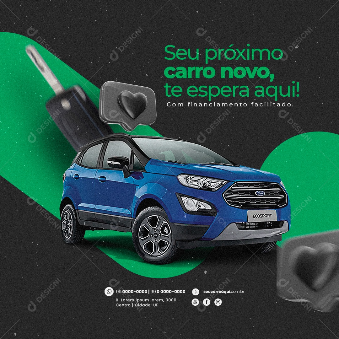 Concessionária Seu Próximo Carro Novo te Espera Aqui Social Media PSD Editável