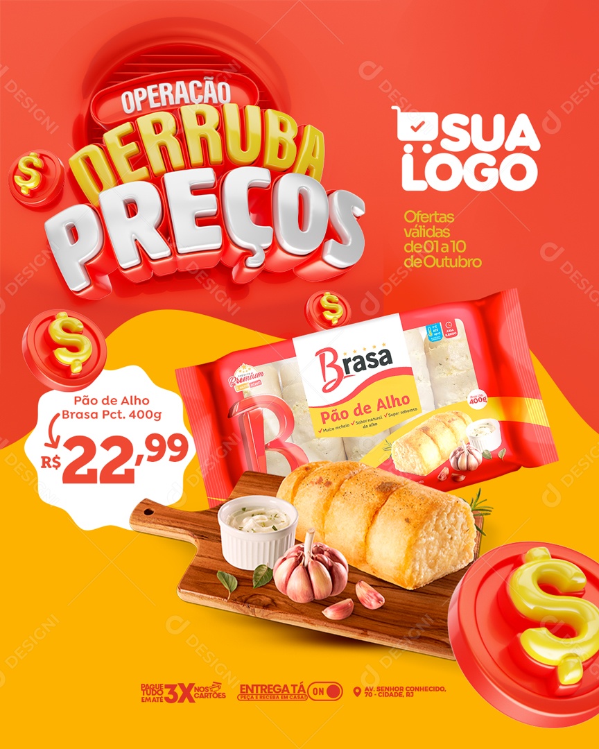 Social Media Operação Derruba Preços Supermercado PSD Editável