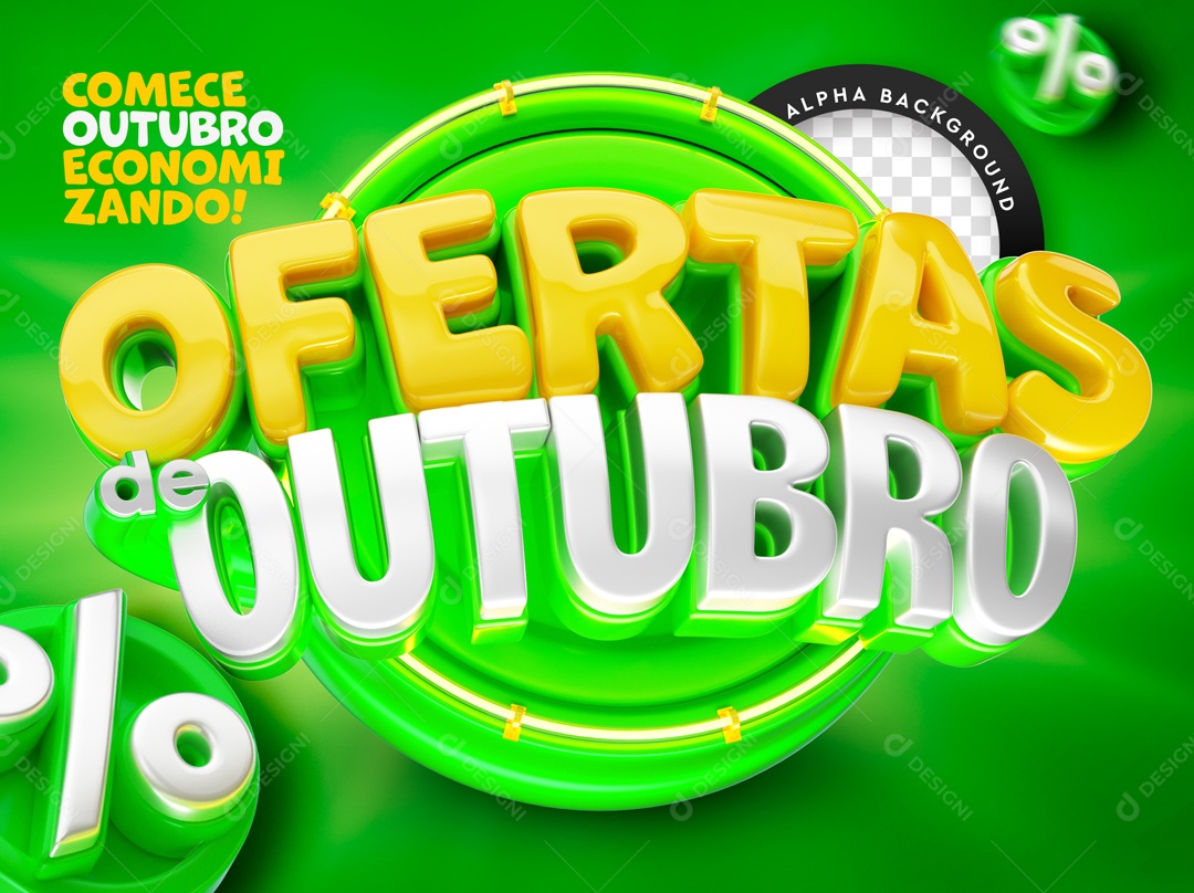 Selo 3D Ofertas De Outubro Para Composição PSD