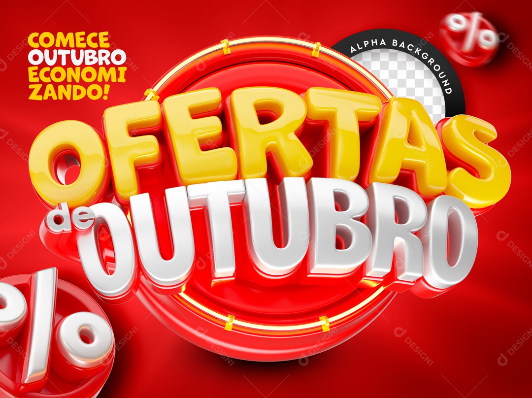 Ofertas De Outubro Selo 3D Para Composição PSD
