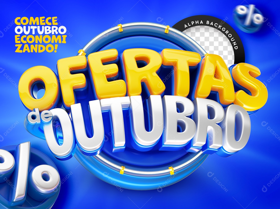 Selo 3D Ofertas De Outubro Para Composição PSD