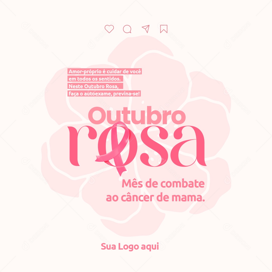 Social Media Feed Previna-se Outubro Rosa Câncer De Mama PSD Editável