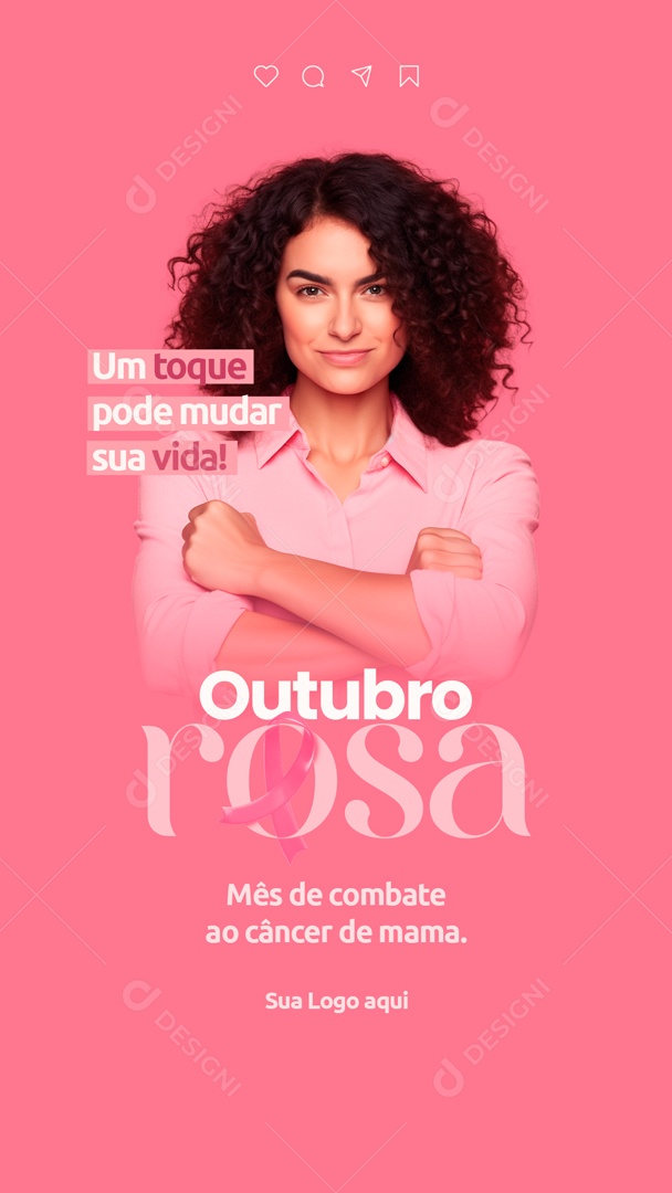 Social Media Story Outubro Rosa Câncer De Mama PSD Editável