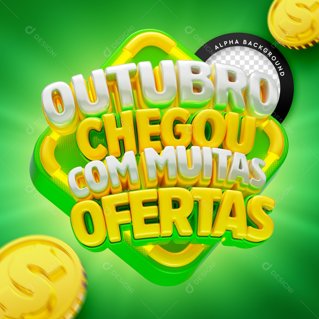 Selo 3D Outubro Chegou Com Muitas Ofertas Para Composição PSD