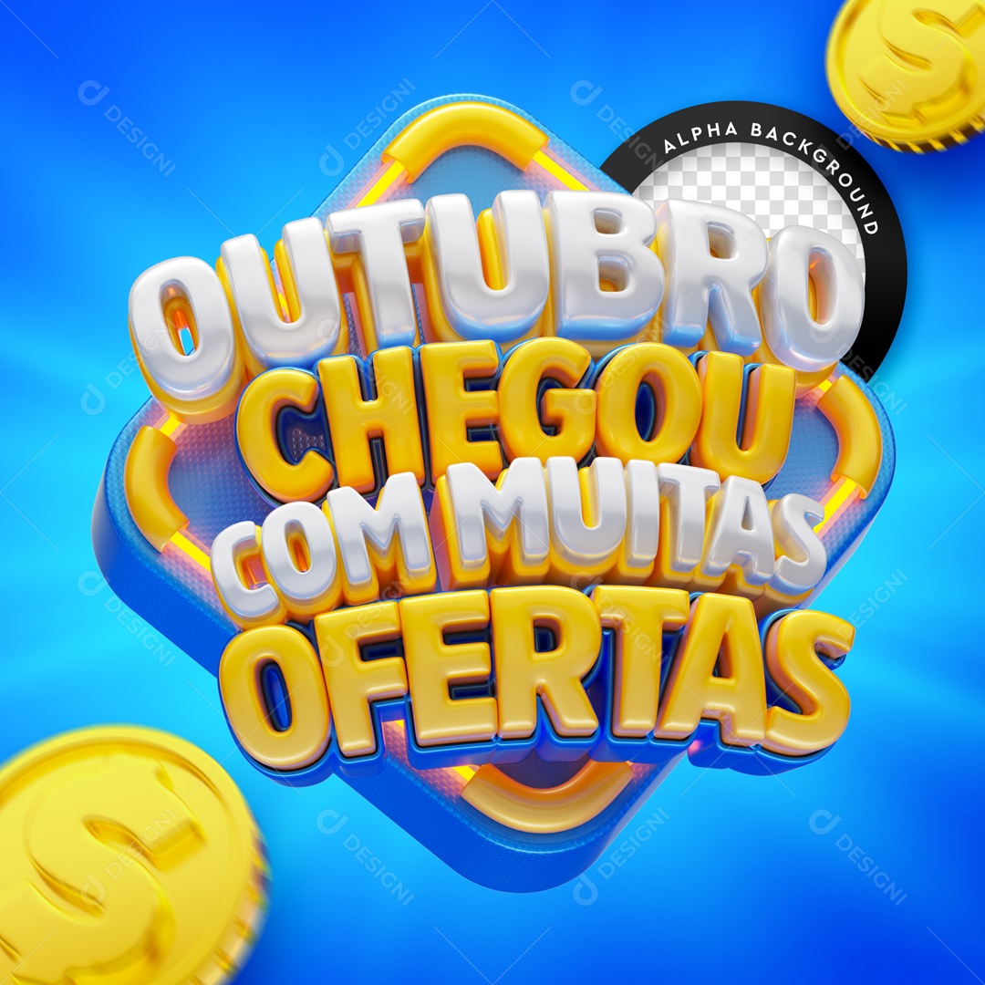 Selo 3D Outubro Chegou Com Muitas Ofertas Para Composição PSD