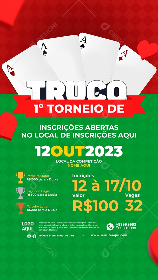 Story Social Media 1 Torneio De Truco Inscrições Abertas Social Media PSD Editável
