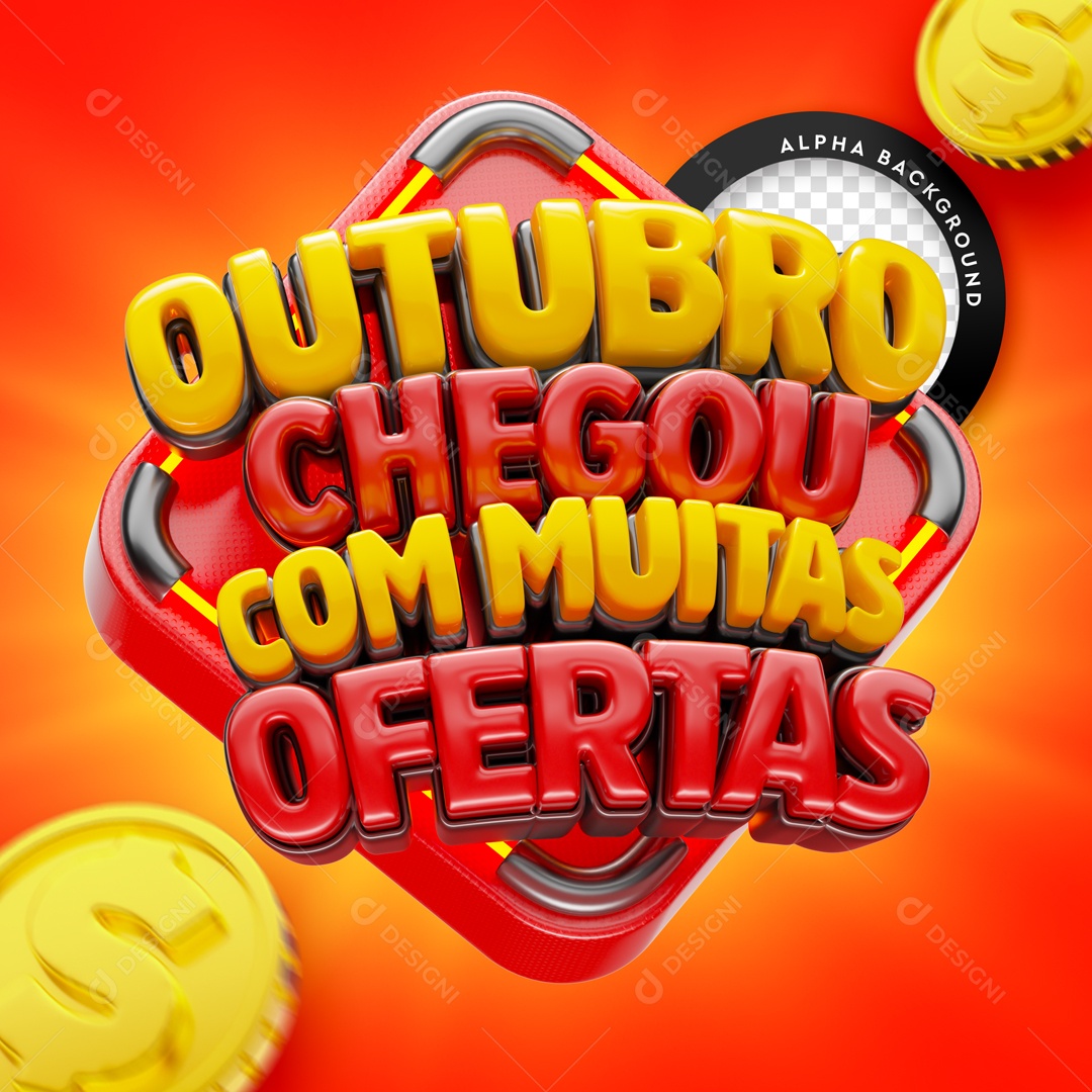 Selo 3D Outubro Chegou Com Muitas Ofertas Para Composição PSD