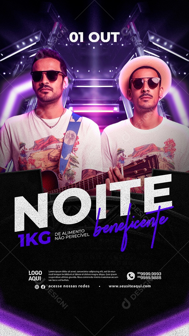 Story Flyer Noite Beneficente Social Media PSD Editável