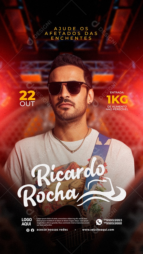 Story Flyer Ricardo Rocha Ajude os Afetados das Enchentes Social Media PSD Editável