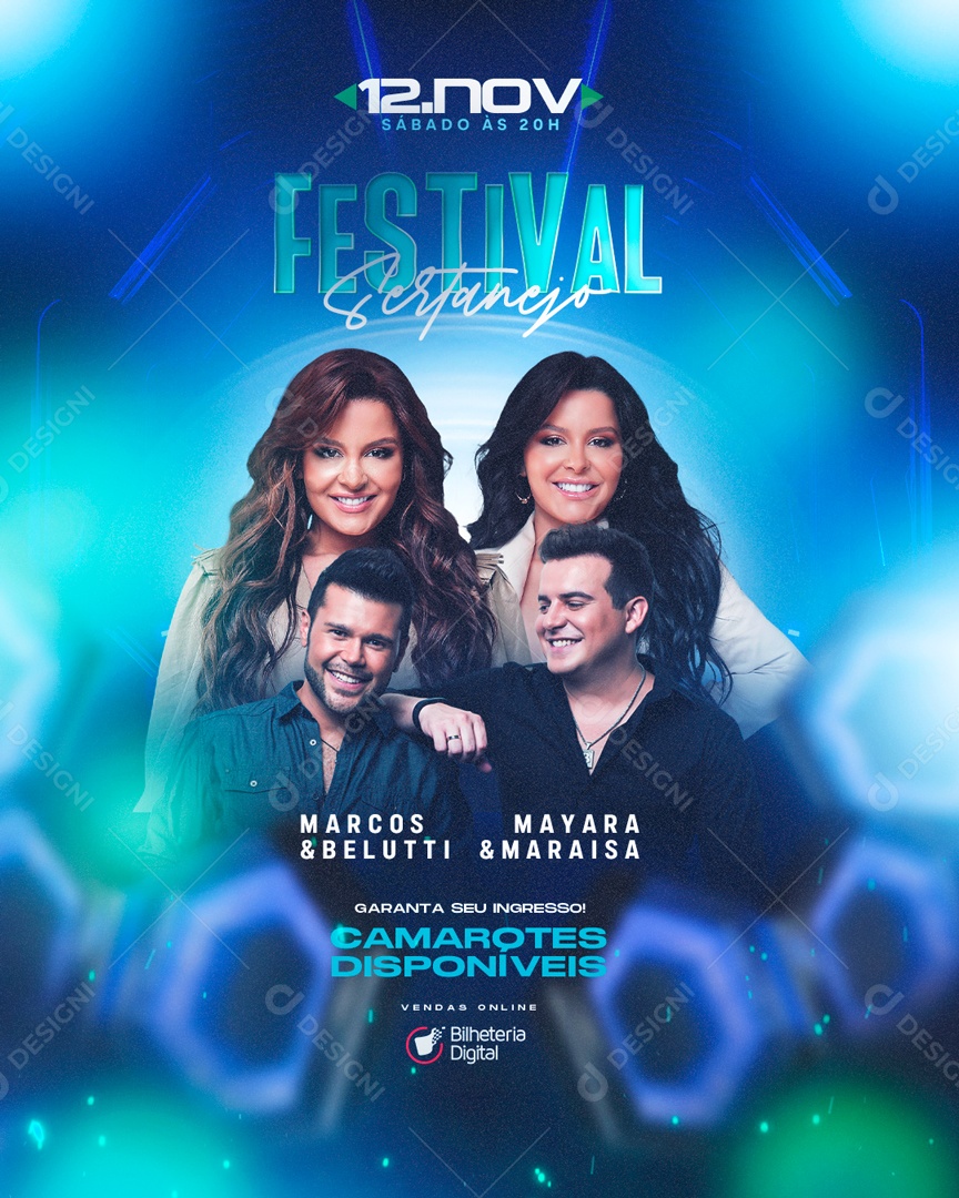 Social Media Flyer Feed Festival Sertanejo PSD Editável