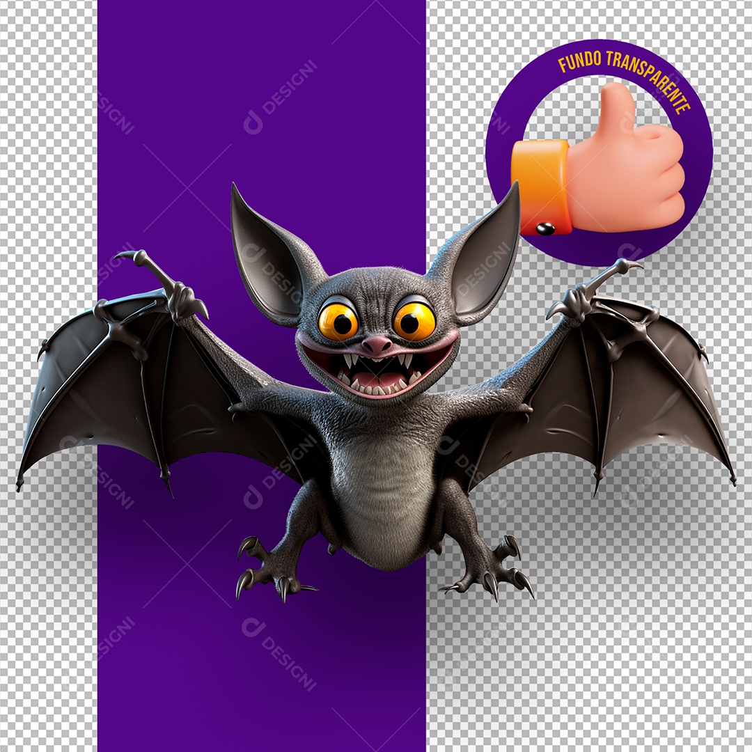 Morcego de Halloween Elemento 3D para Composição PSD