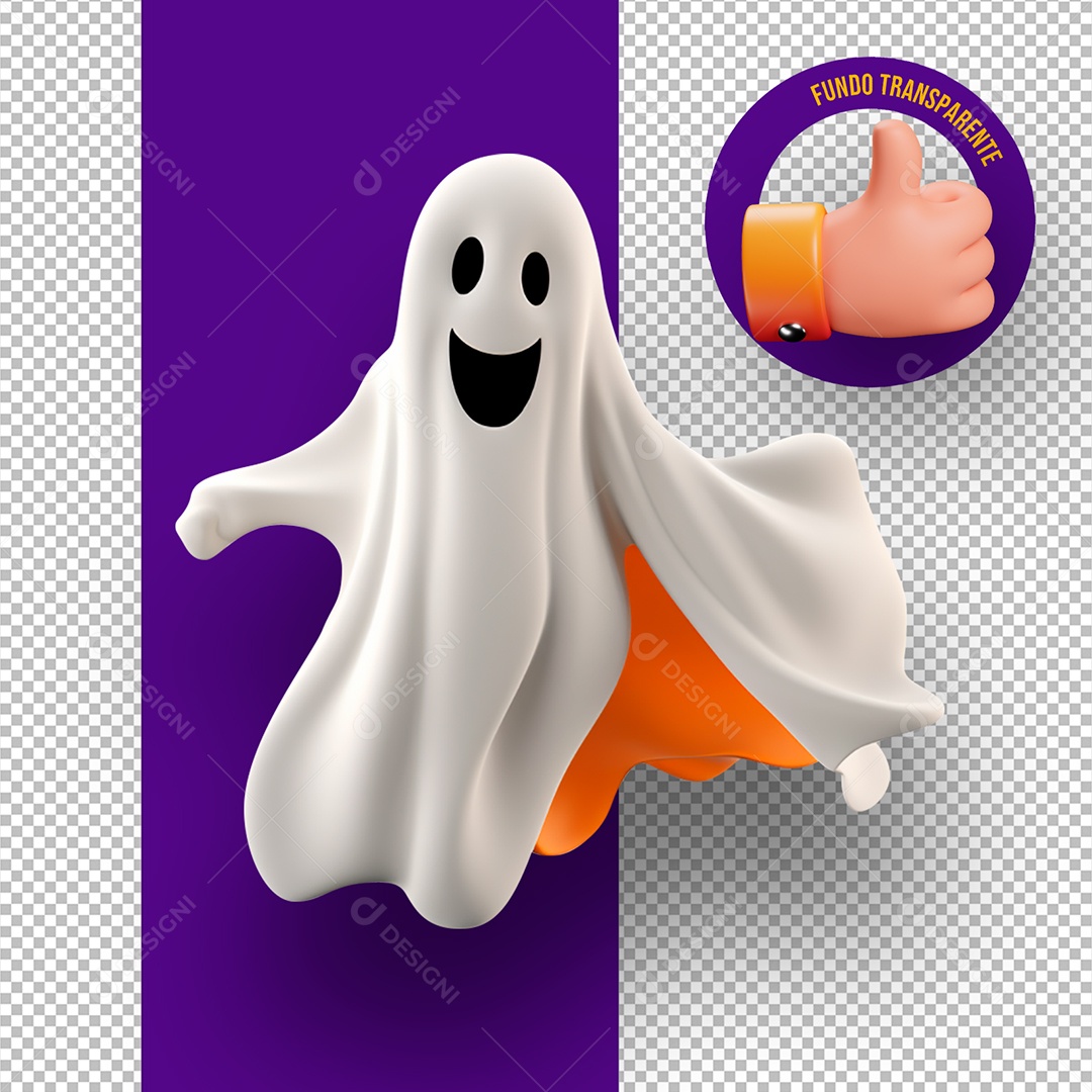 Fantasma de Halloween Elemento 3D para Composição PSD
