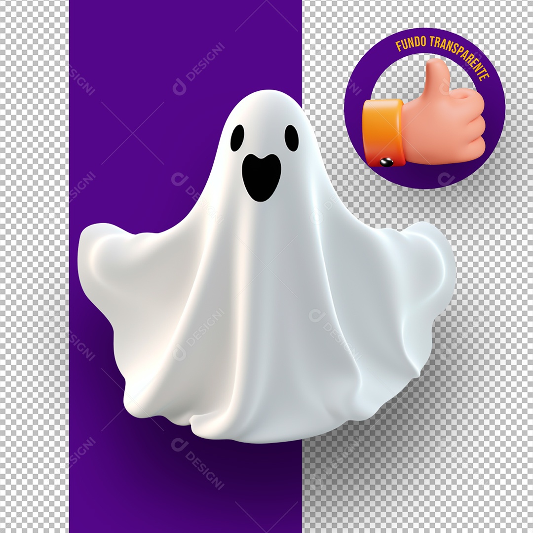 Fantasma de Halloween Elemento 3D para Composição PSD