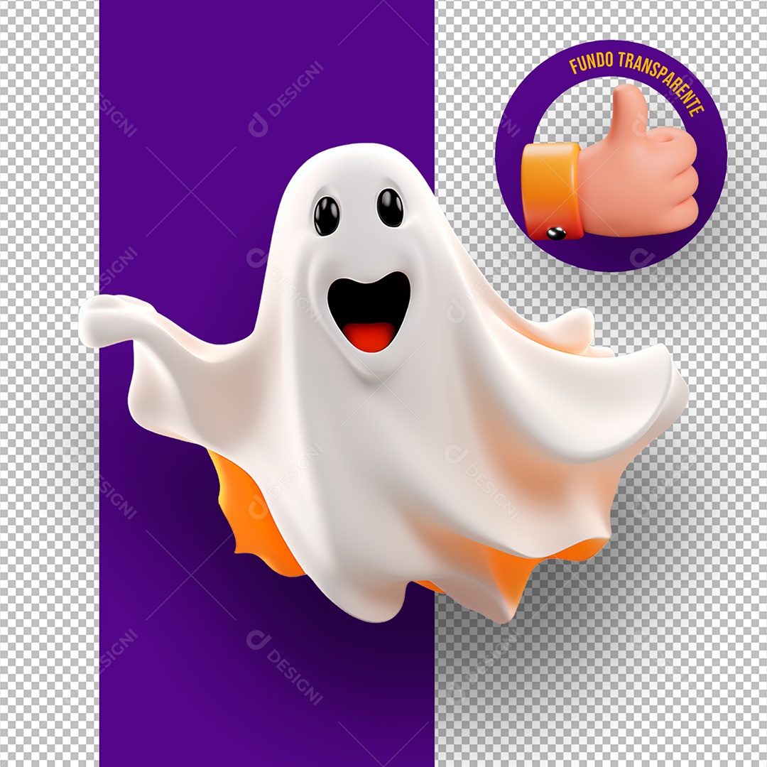 Fantasma de Halloween Elemento 3D para Composição PSD