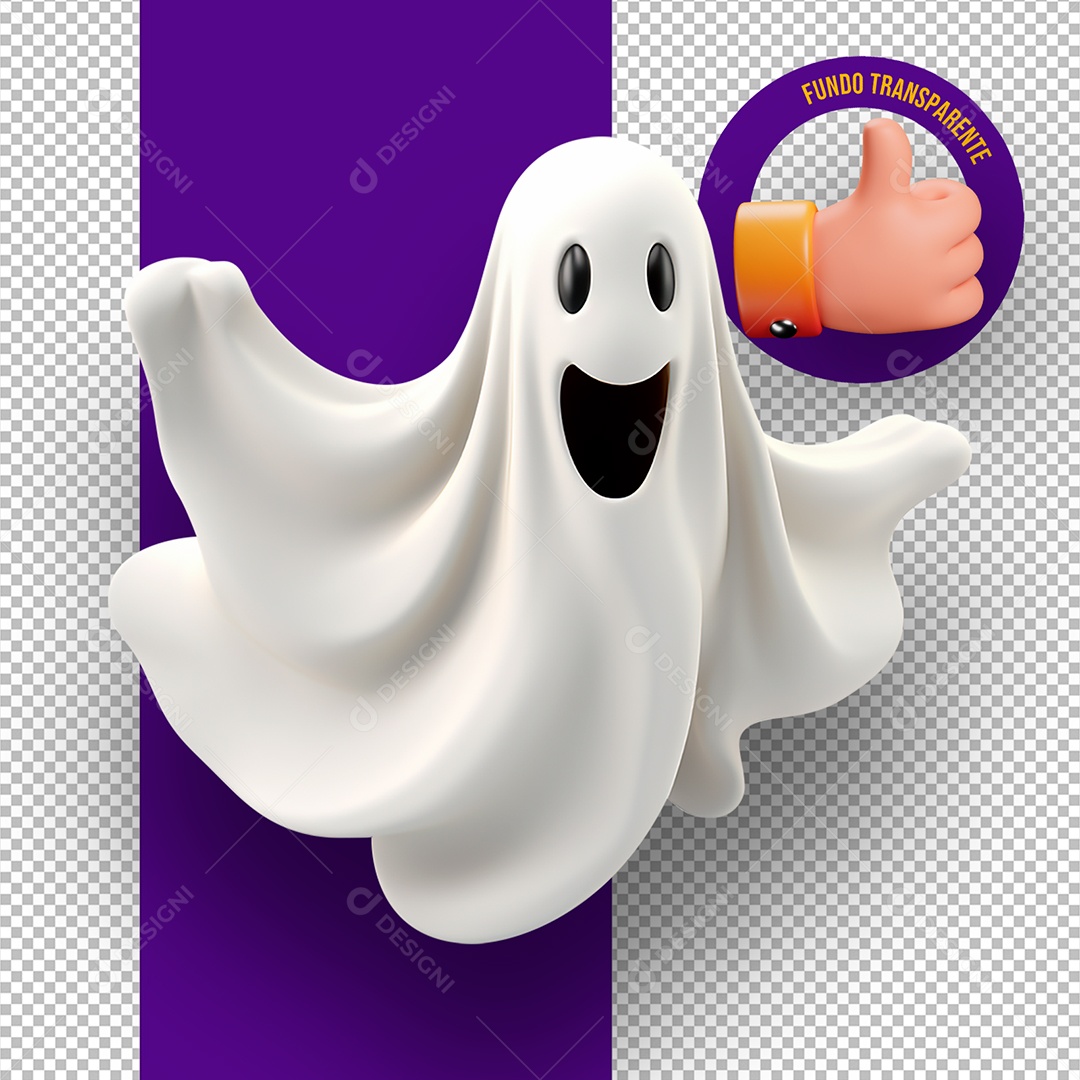 Fantasma de Halloween Elemento 3D para Composição PSD