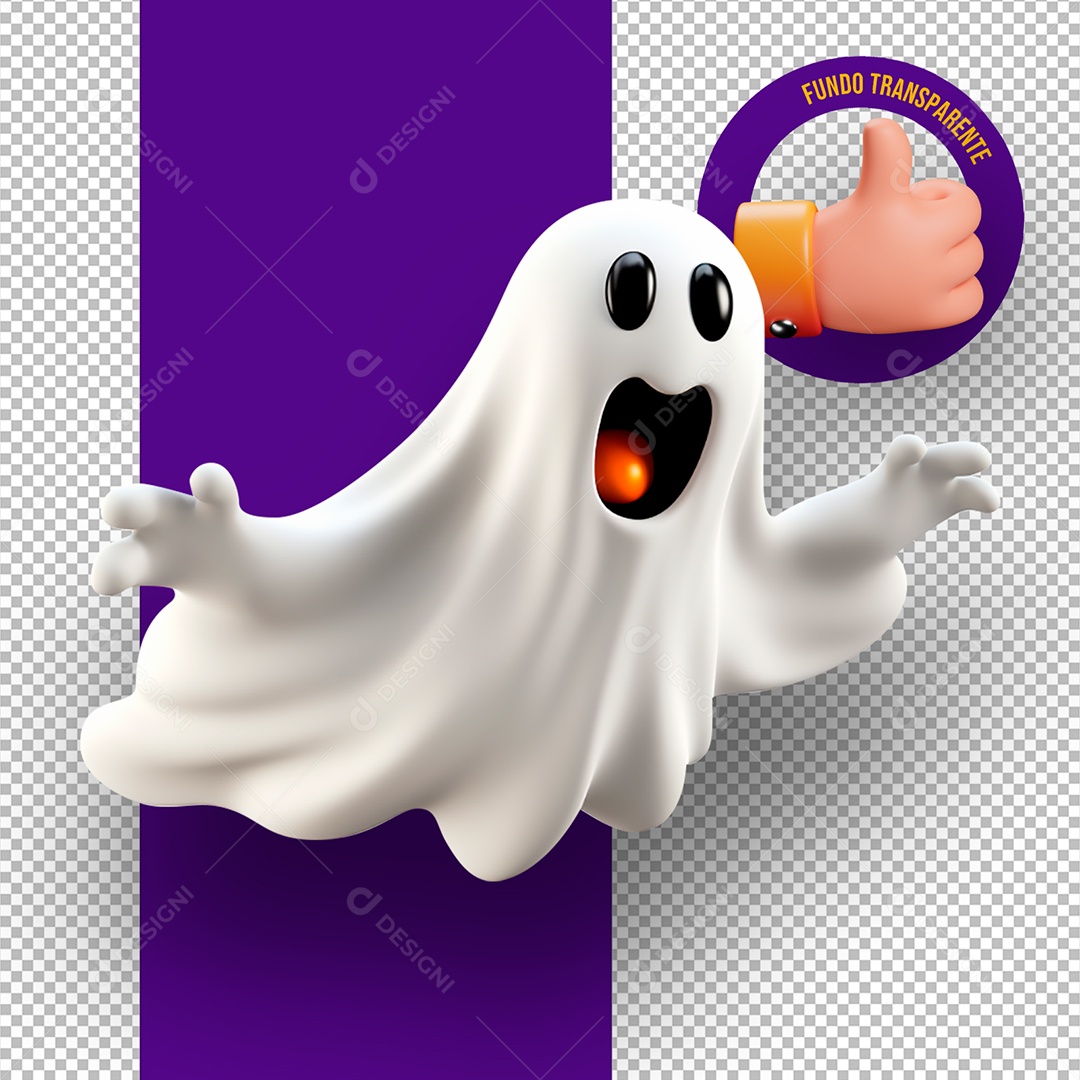 Fantasma de Halloween Elemento 3D para Composição PSD