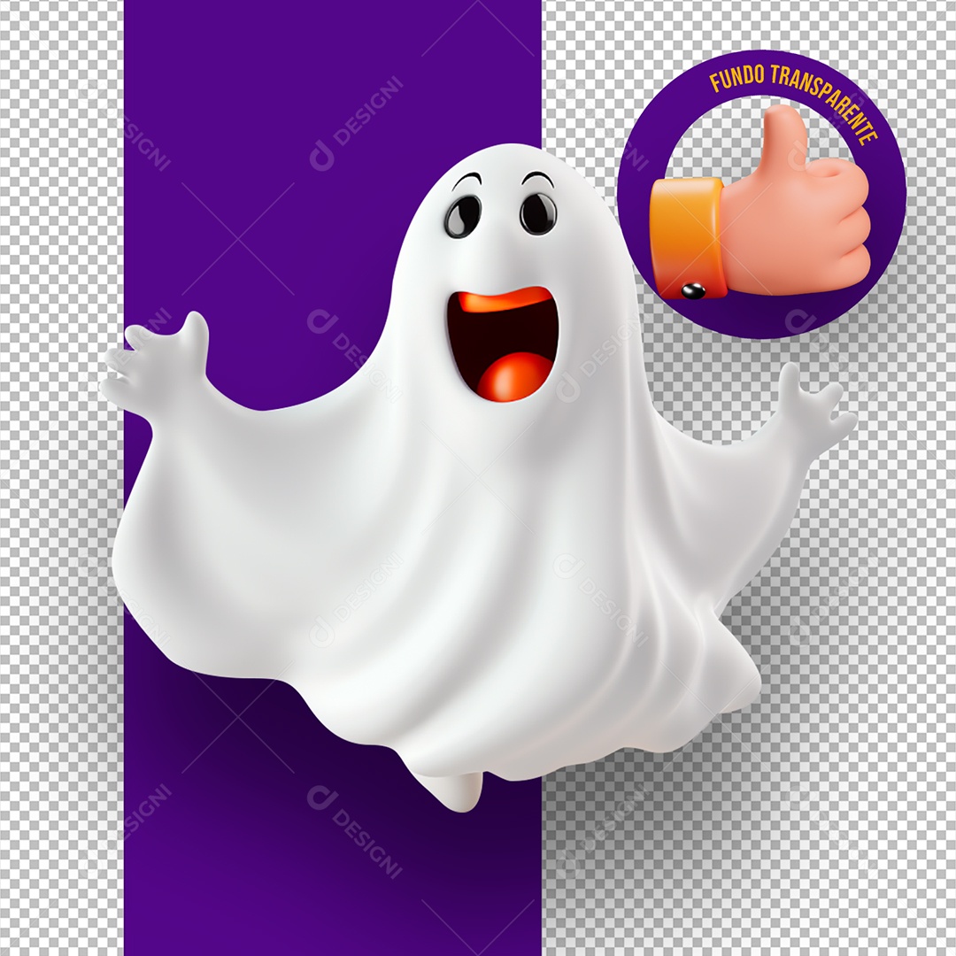 Fantasma de Halloween Elemento 3D para Composição PSD