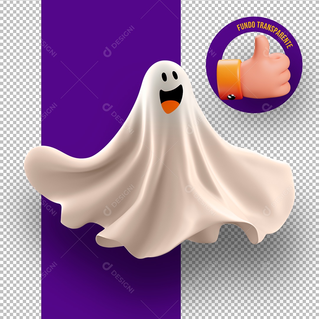 Fantasma de Halloween Elemento 3D para Composição PSD