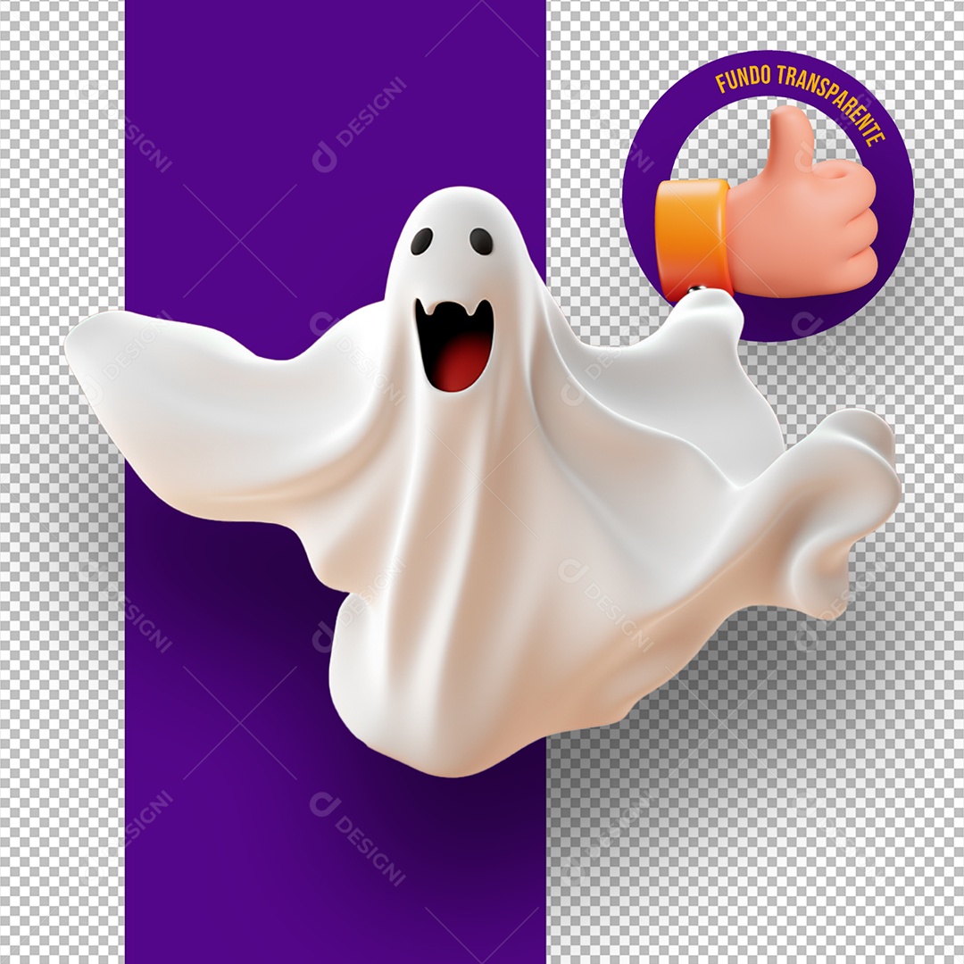 Fantasma de Halloween Elemento 3D para Composição PSD