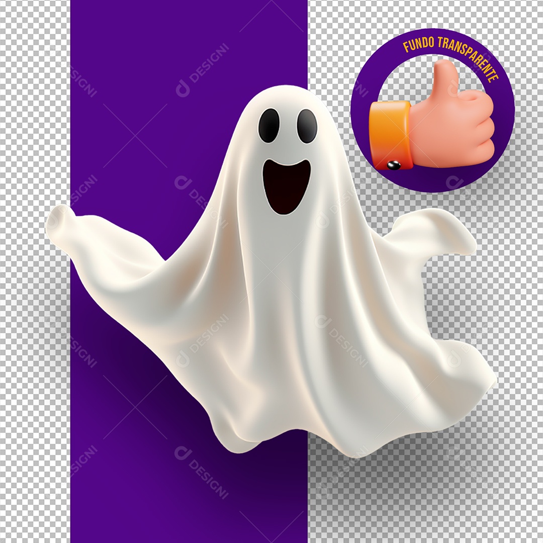 Fantasma de Halloween Elemento 3D para Composição PSD