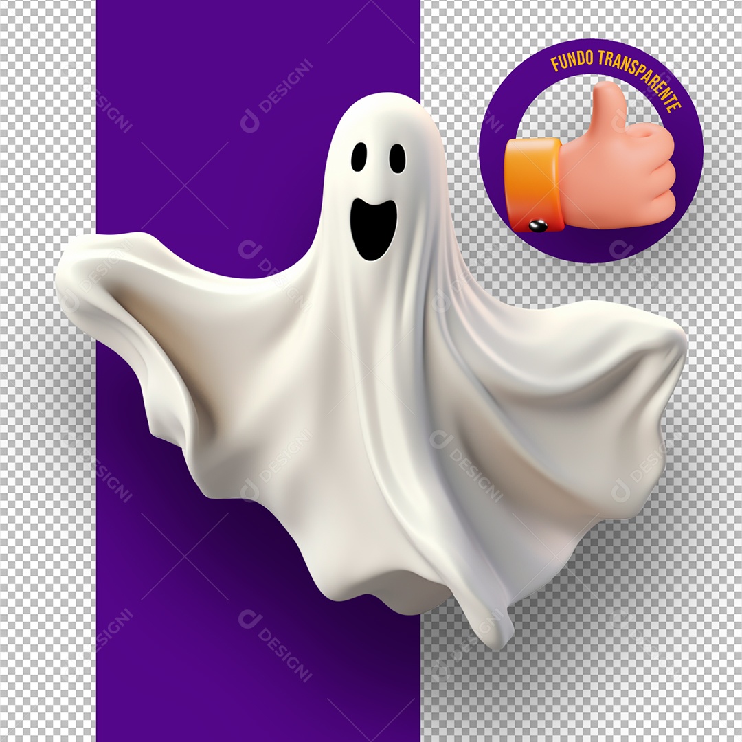 Fantasma de Halloween Elemento 3D para Composição PSD