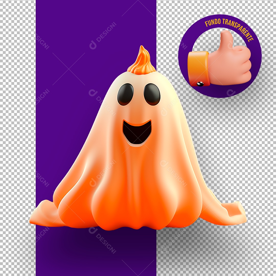 Fantasma de Halloween Elemento 3D para Composição PSD