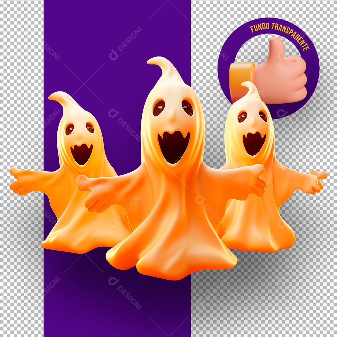Fantasmas de Halloween Elemento 3D para Composição PSD