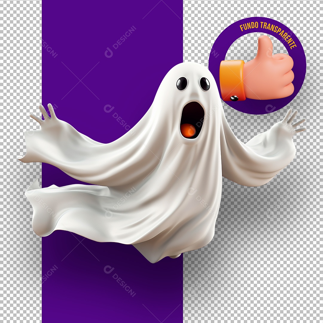 Fantasma de Halloween Elemento 3D para Composição PSD