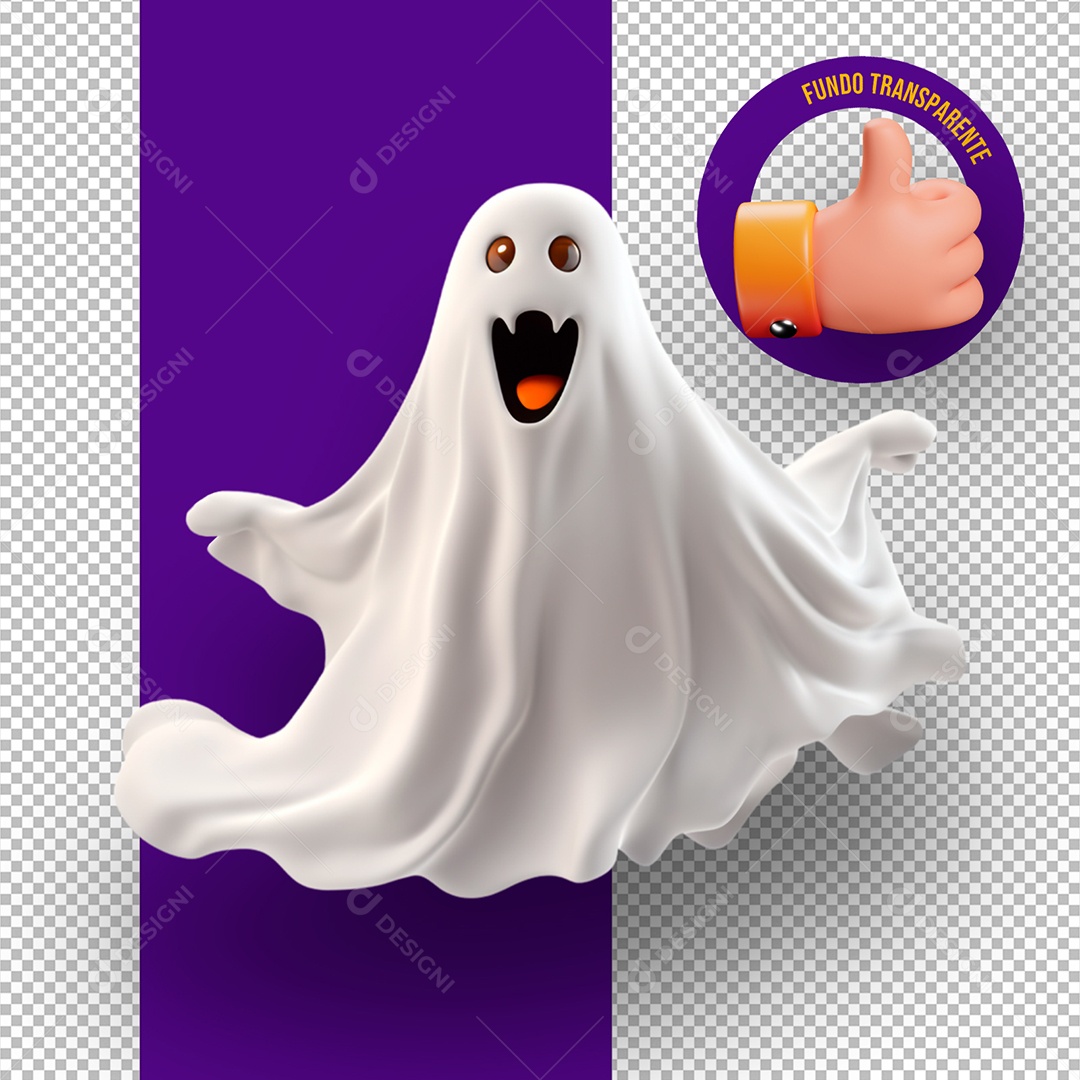 Fantasma de Halloween Elemento 3D para Composição PSD