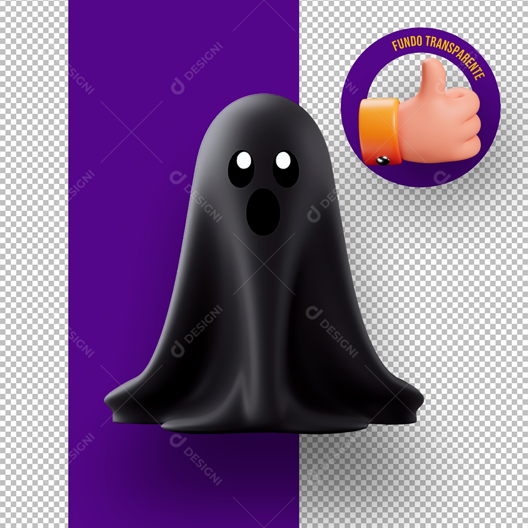 Fantasma das Sombras de Halloween Elemento 3D para Composição PSD