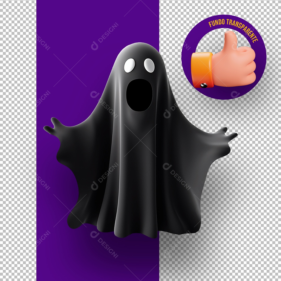 Elemento 3D Fantasma das Sombras de Halloween para Composição PSD