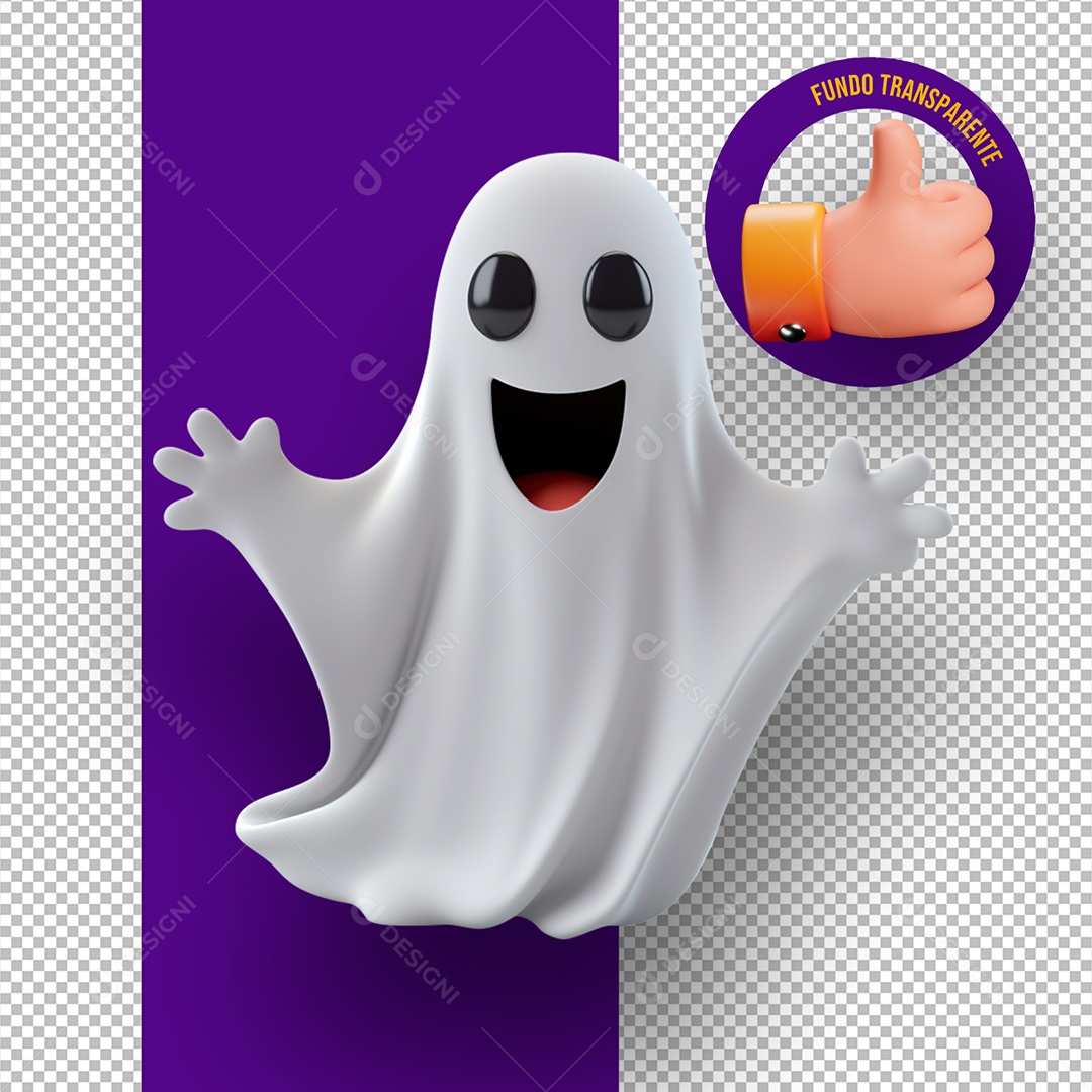 Fantasma de Halloween Elemento 3D para Composição PSD