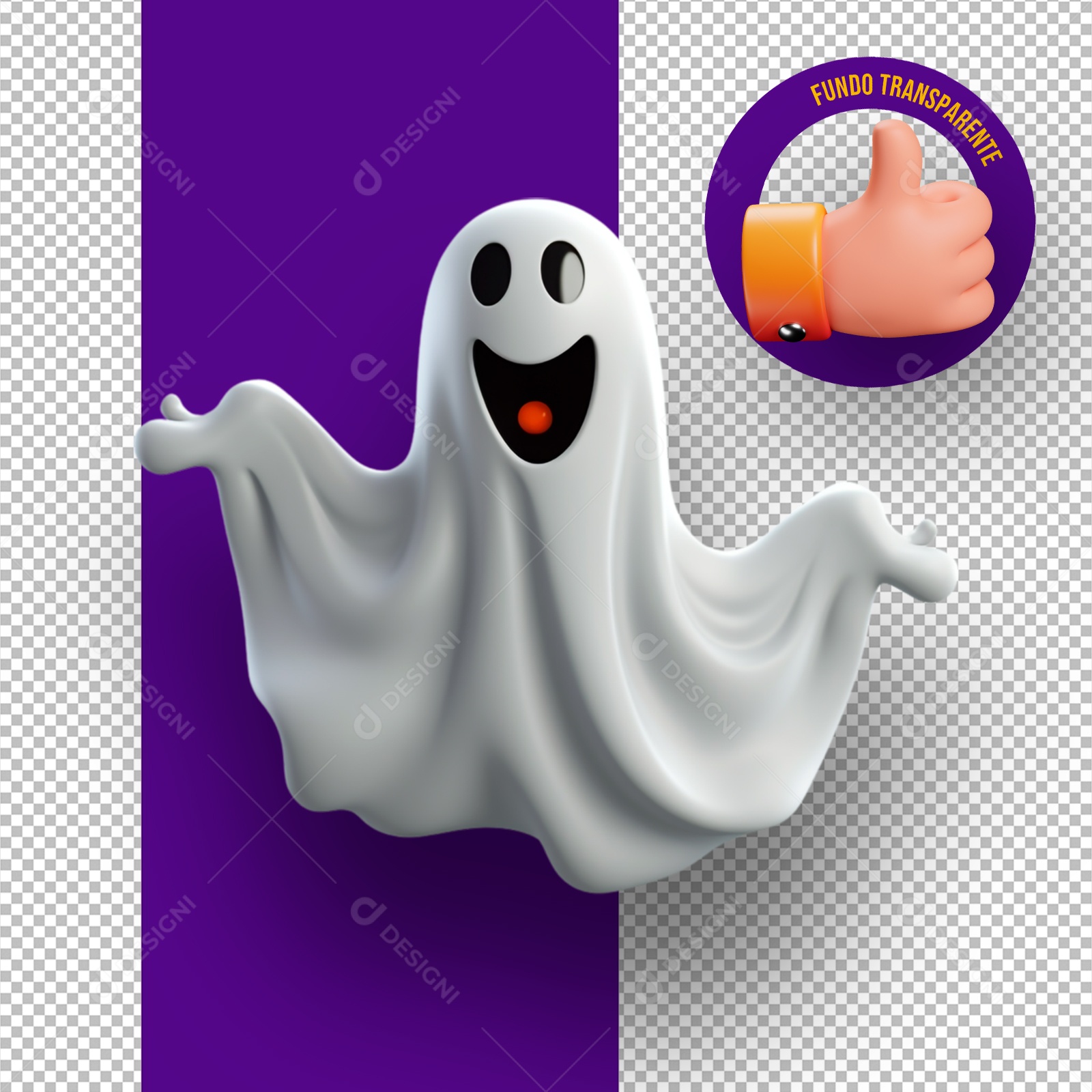 Fantasma de Halloween Elemento 3D para Composição PSD