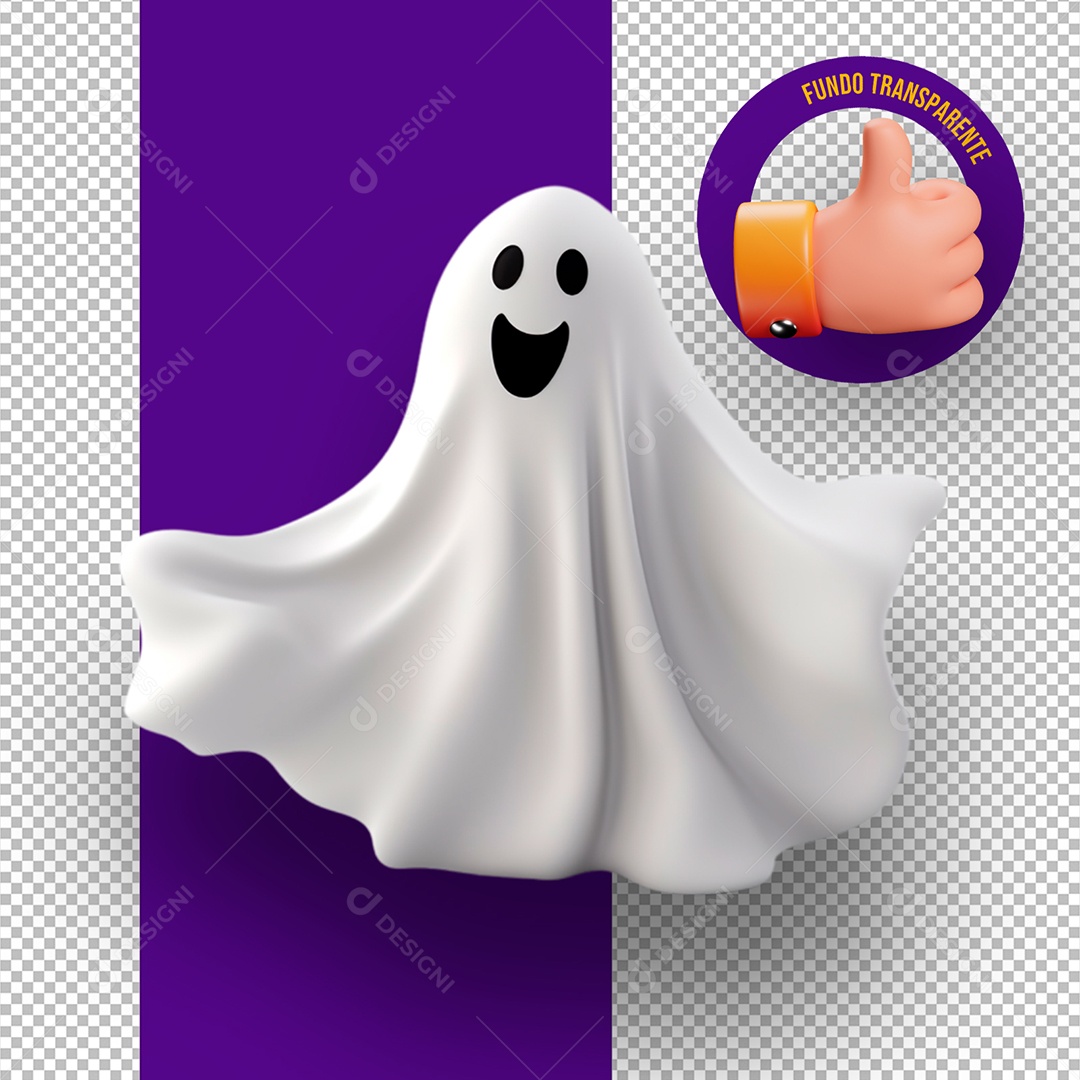 Fantasma de Halloween Elemento 3D para Composição PSD