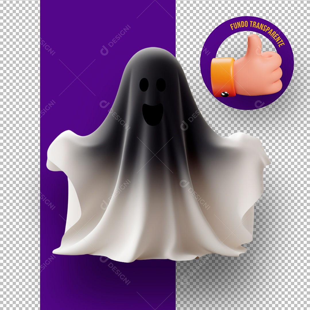 Elemento 3D Fantasma das Sombras de Halloween para Composição PSD
