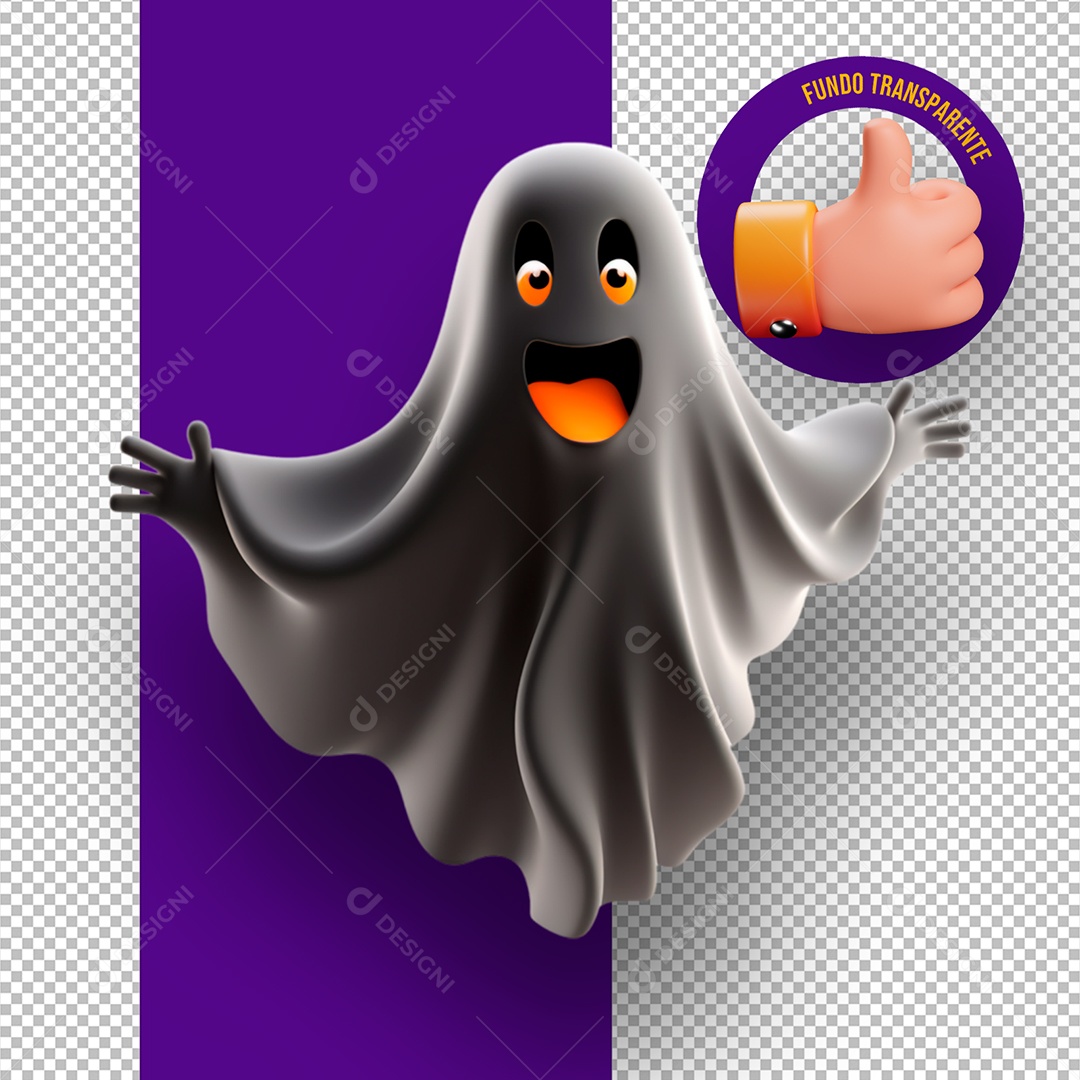 Elemento 3D Fantasma das Sombras de Halloween para Composição PSD