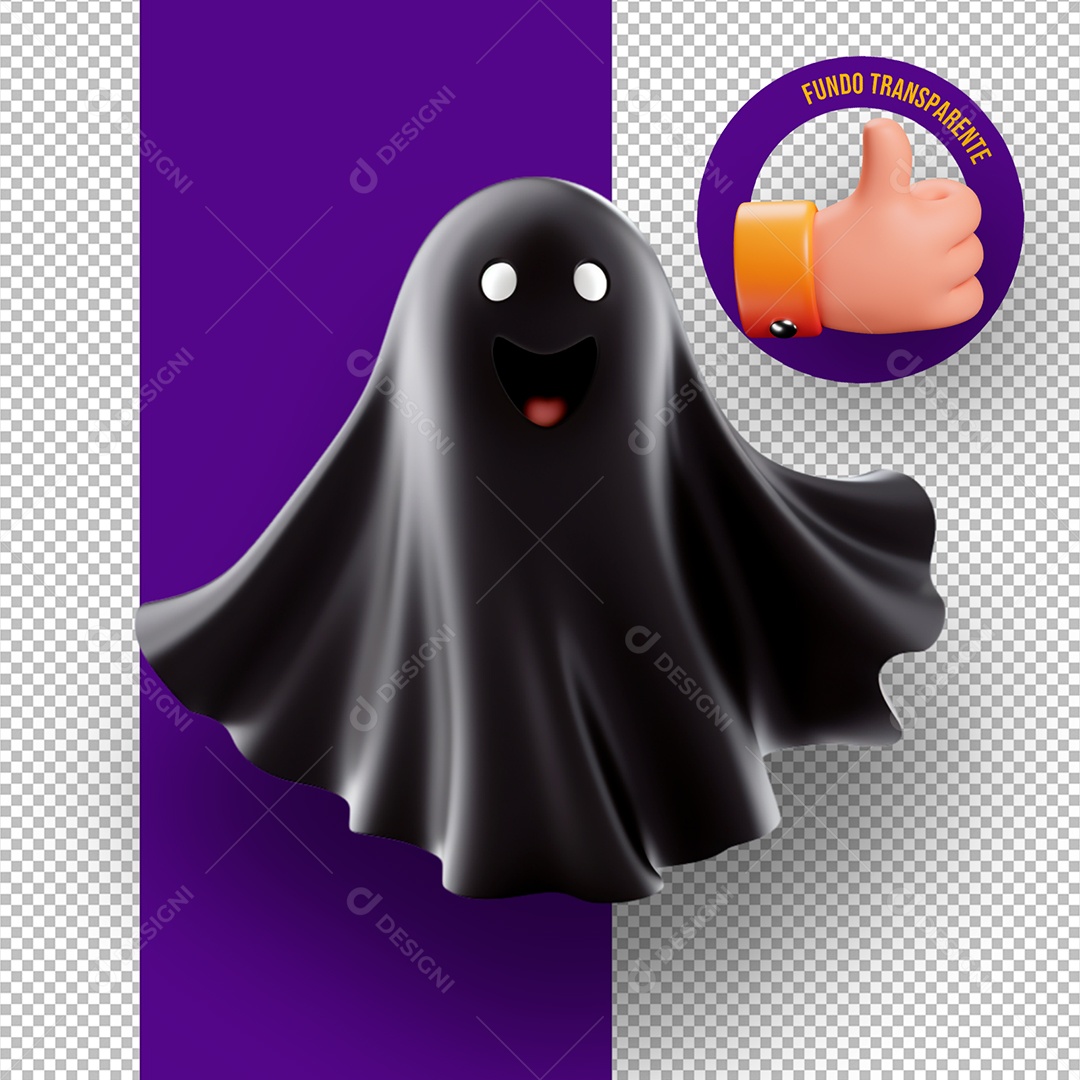Elemento 3D Fantasma das Sombras de Halloween para Composição PSD