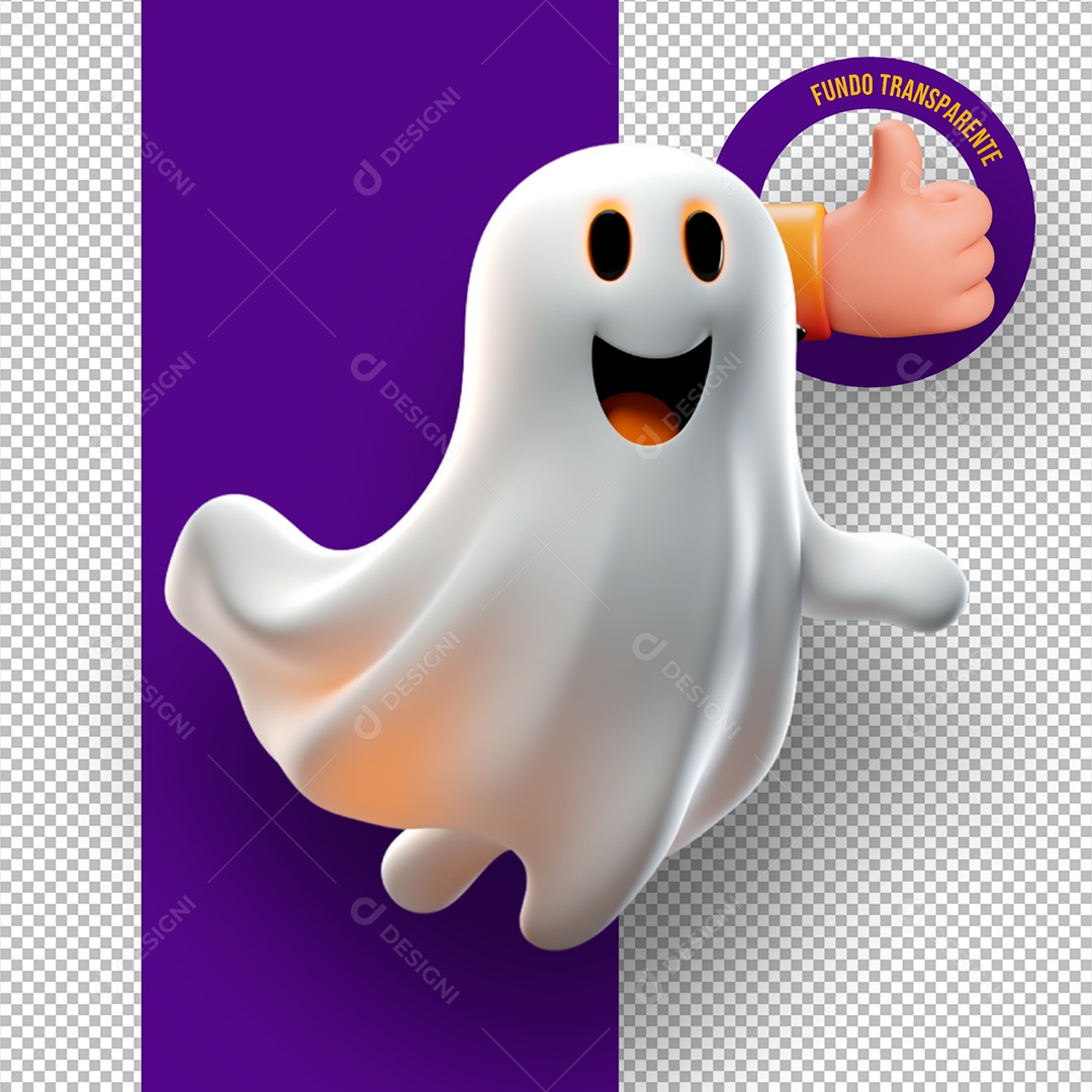 Elemento 3D Fantasminha de Halloween para Composição PSD