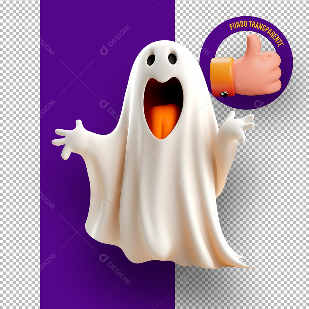 Fantasma de Halloween Elemento 3D para Composição PSD