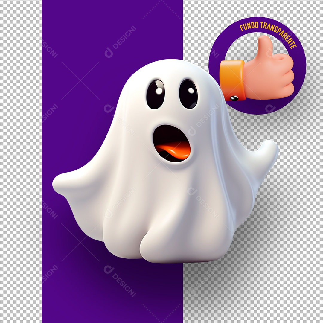 Fantasminha de Halloween Elemento 3D para Composição PSD