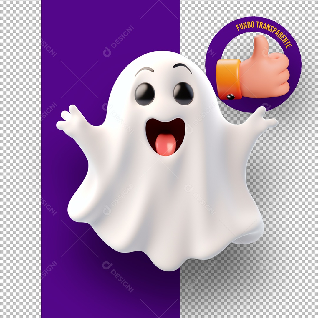 Fantasminha de Halloween Elemento 3D para Composição PSD