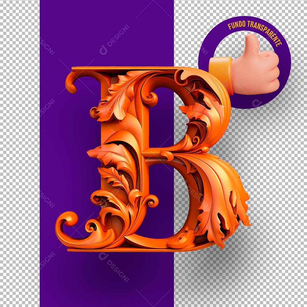 Letra B Maiúscula Decoração de Halloween Elemento 3D para Composição PSD