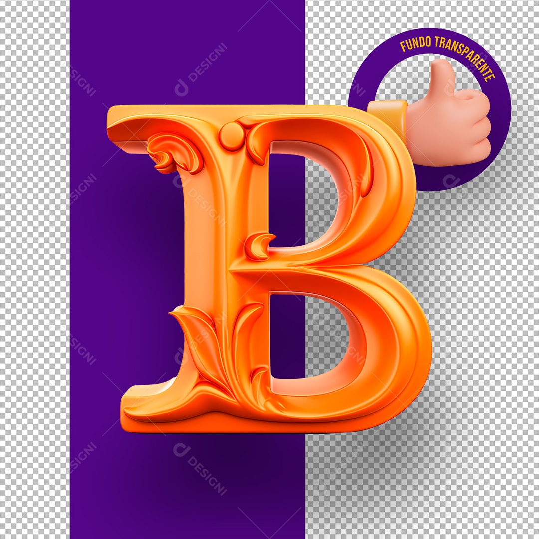 Letra B Maiúscula Decoração de Halloween Elemento 3D para Composição PSD