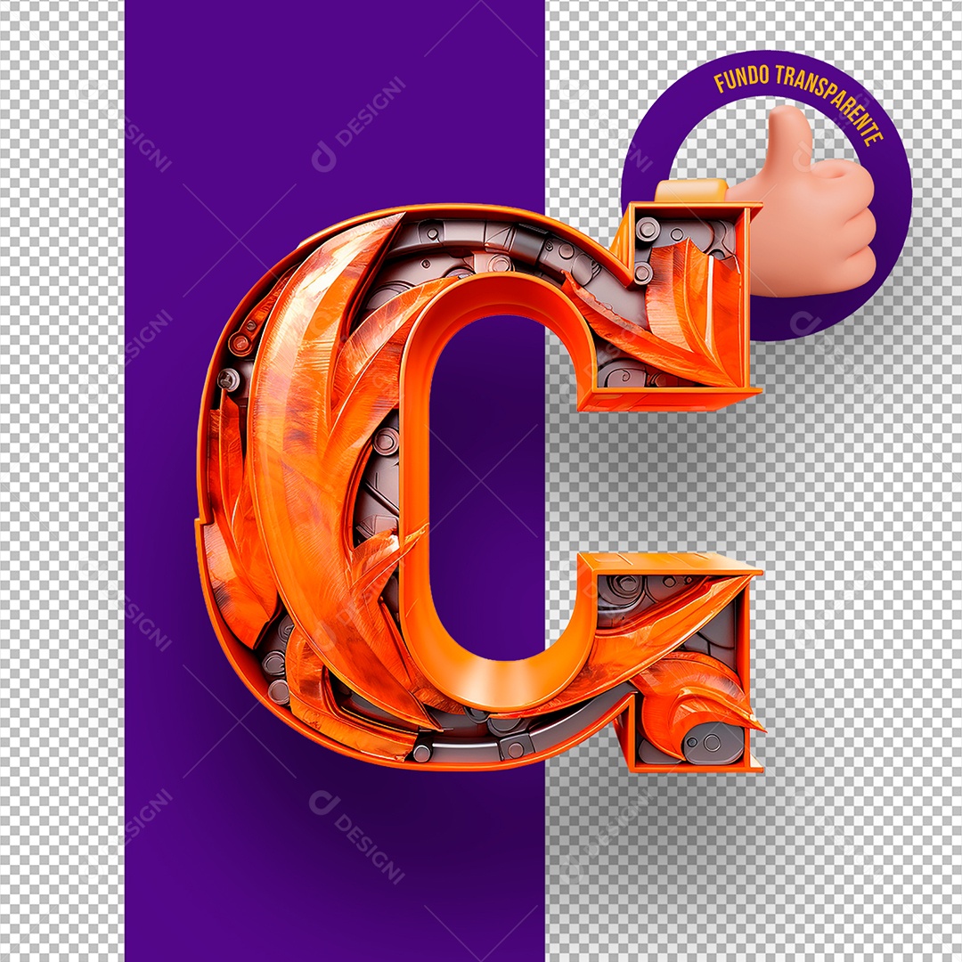 Letra G Maiúscula Decoração de Halloween Elemento 3D para Composição PSD