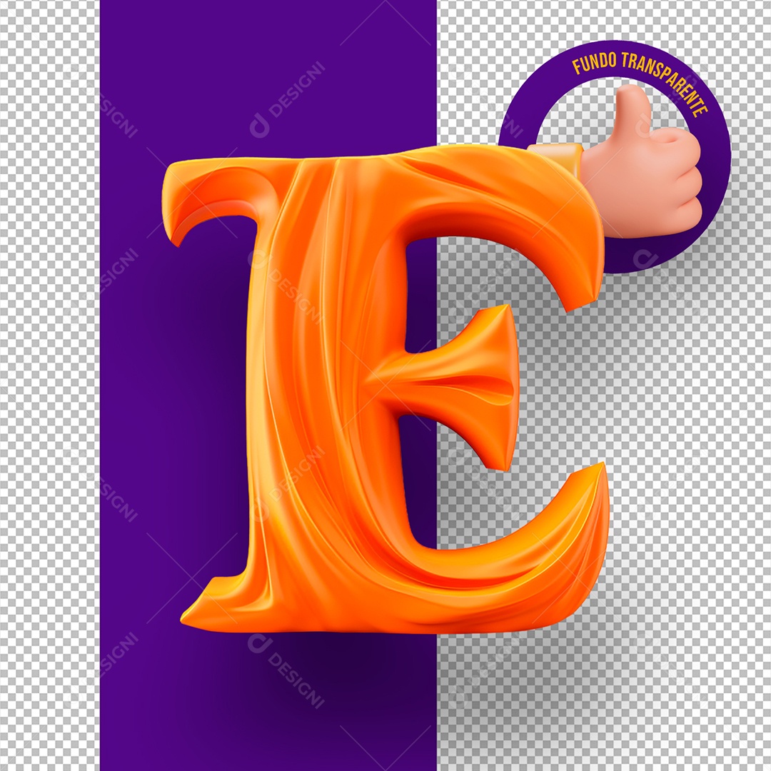 Letra E Maiúscula Decoração de Halloween Elemento 3D para Composição PSD