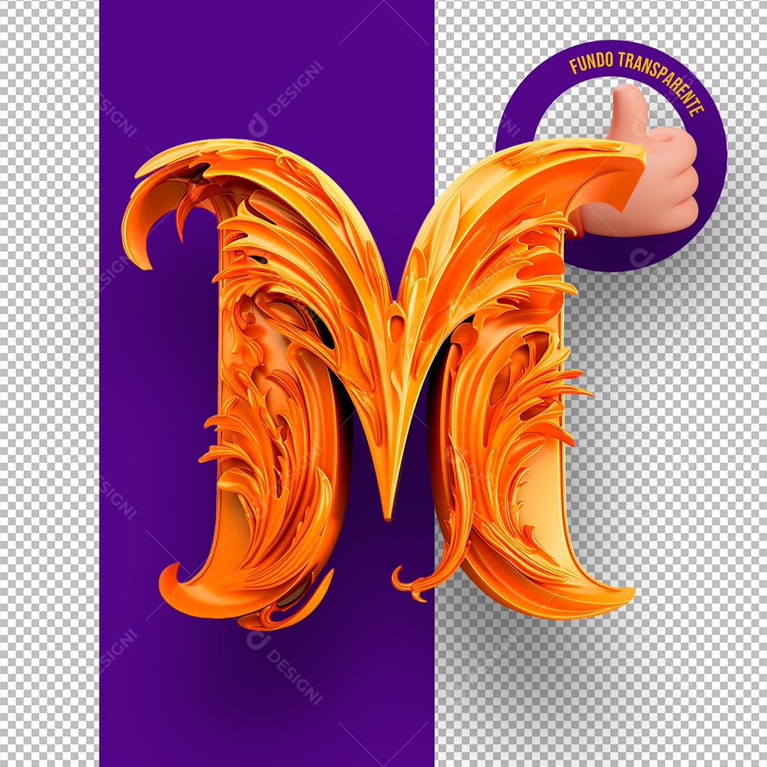 Letra M Maiúscula Decoração de Halloween Elemento 3D para Composição PSD