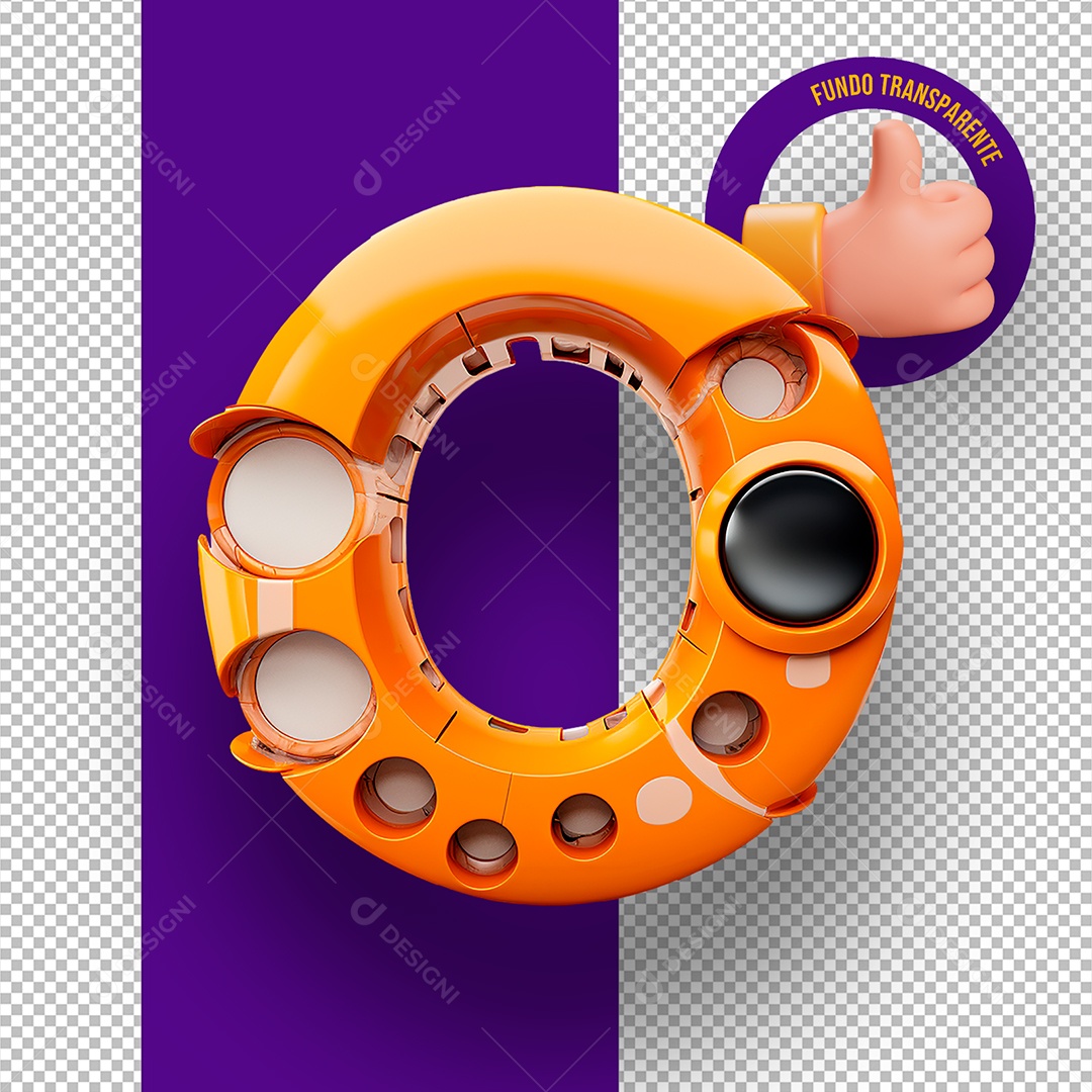 Letra O Maiúscula Decoração de Halloween Elemento 3D para Composição PSD