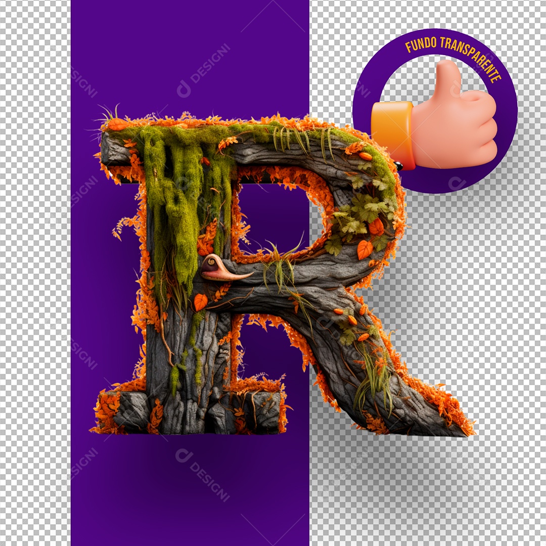 Letra R Maiúscula Decoração de Halloween Elemento 3D para Composição PSD