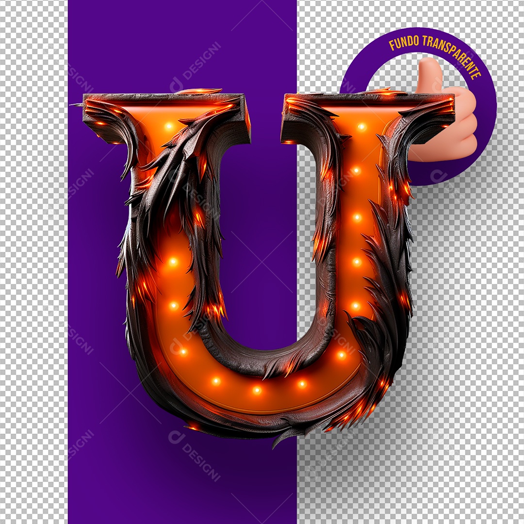 Letra V Maiúscula Elemento 3D de Halloween para Composição PSD